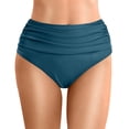 thumbnail image 1 of FYEGRE Women's High Waisted Bikini Bottom Tummy Control Ruched Bathing Suit Swim Bottom Navy M, 1 of 5