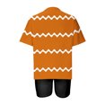 thumbnail image 4 of Mikilon Ensemble Élégant pour Femmes 2 Pcs Mode Décontractée Rayé Imprimé Col Rond Épaule Tombante Short Ensemble Deux Pièces Orange-C 2TG, 4 of 4