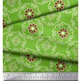 thumbnail image 3 of Soimoi Moss Georgette Fabric Damask Ethnic Print Fabric by the Yard 42 Inch Wide, 3 of 3
