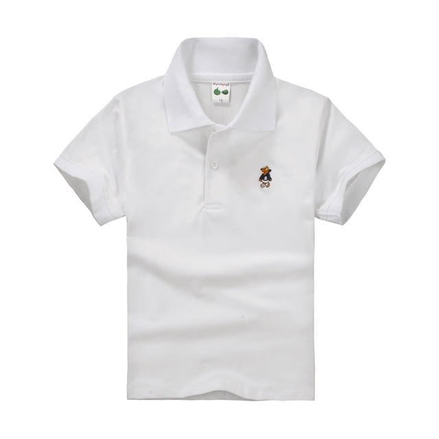 WEIYLL Boys Polo Shirts Short Sleeve Classic Loose Tunic Button Down Button Soft Solid Tops for 12-18 Months
