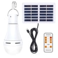 thumbnail image 2 of 7W LED Solar Camping Light Bulb with Remote | Emergency Portable Lamp for Outdoor Power Outage | Waterproof IP65 | 1800mAh Rechargeable Battery | 5 Modes | Timer | White | 12.4x6cm, 2 of 9