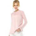 thumbnail image 2 of INSPIRE CHIC Haut à Manches Longues en Mousseline à Col Rond en Dentelle Florale pour Femme, 2 of 6