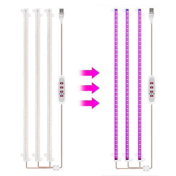 LED Plant Grow Light Strips 6.2W 63+63LED 22.7lm Bright Grow Lamp with 8H/12H/16H Timer 5