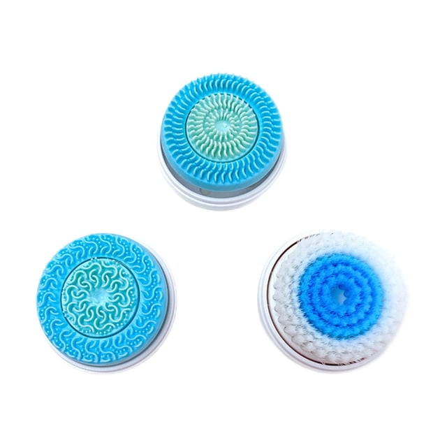 HILABEE 3 Pieces Facial Brush Heads Set, Wash Face Massaging Head Facial Exfoliator Head Blue