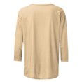 thumbnail image 4 of Birdeem Womens Casual Solid Color Round Neck Three Quarter Sleeve Tops Blouse, 4 of 12