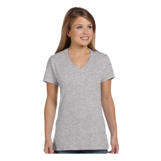 Hanes T-Shirt à Col en V pour Dames en Coton Ringspun Nano-T, Style S04V