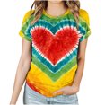 thumbnail image 1 of FAIWAD Tie Dye Print Tunic Tops for Womens Short Sleeve Round Neck Trendy Spring Summer Tops, 1 of 4