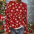 thumbnail image 1 of Wiyuqeen Chandails Fair Isle Rouges pour Femme, Hauts en Tricot Scintillants à Imprimé Flocon de Neige, Col Rond, Manches Longues, Chandails d'Automne pour Femmes, 1 of 5