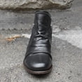 thumbnail image 4 of Penkiiy Chaussures pour Femmes Rétro Couleur Unie Talon Bas Fermeture Éclair Mode Courtes en Cuir 37 Noir, 4 of 5