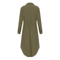 thumbnail image 4 of LOVZFMLL Women's Solid Color Breasted Lapel Drawstring Shirt Dress Linen Dress Army Green 5XL, 4 of 9