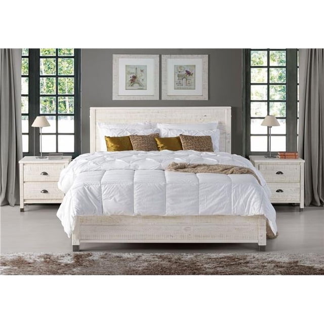 Eco-Flex Furniture BJ509 Lit Plateforme Baja - Format Double - Blanc Shabby