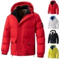 thumbnail image 2 of Red Long Sleeve Padded Jacket for Mens Fall Winter Lounge Ripped with Hood Distressed Basic Down Jackets Hoods Outfits Man 2025 Clothes Trendy M, 2 of 8