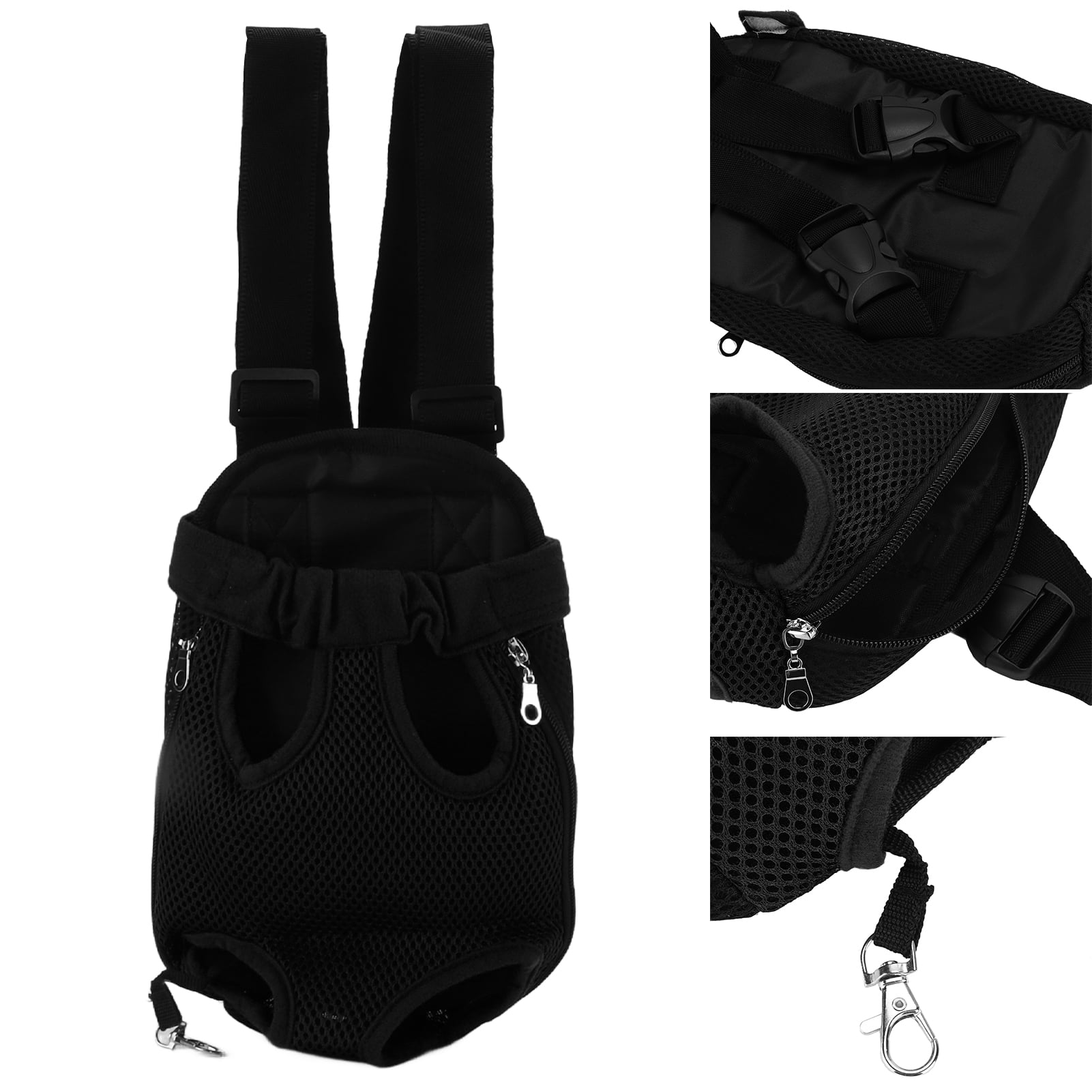 Pet Carrier Backpack, Nylon Breathable Elastic Opening Pet Chest Backpack  for Bike for Travel for Motorcycle for Hiking Black S