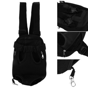Pet Carrier Backpack, Nylon Breathable Elastic Opening Pet Chest Backpack  for Bike for Travel for Motorcycle for Hiking Black S