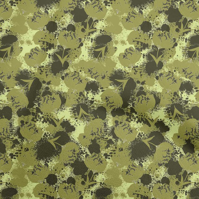 oneOone Polyester Spandex Dark Olive Green Fabric Florals Sewing Craft Projects Fabric Prints By Yard 56 Inch Wide