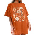 thumbnail image 2 of Blouses pour Femmes, T-Shirts Décontractés à Fleurs Imprimées Manches Courtes Tops Surdimensionnés, 2 of 7