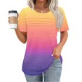 thumbnail image 1 of TNDBKQWR Liquidation Chemises pour Femmes T-Shirts d'Été pour Femmes T-Shirt à Encolure Dégagée pour Femmes Hauts pour Dames Été Femmes Haut d'Été, Multicolore-3, TTG, 1 of 4