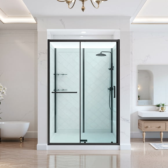 VEVOR Shower Enclosure, 36 in. D x 48 in. W x 79.1 in. H, Framed Sliding Shower Door with 1/4 in. Clear Tempered Glass, Complete Bathroom Alcove Stall