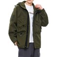 thumbnail image 2 of Pisexur Veste Coupe-Vent Homme Décontractée Unie à Multiples Poches à Capuche à Fermeture Éclair Garde au Chaud à Manches Longues Veste de Randonnée Homme Imperméable Grande Taille Vestes pour Hommes, 2 of 7