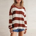 thumbnail image 1 of Styesk Chemises à Manches Longues pour Femmes Chemise Rayée Tendance Ample Col Rond Tunique Décontractée Patchwork Douce Légère Chandail en Molleton, 1 of 7