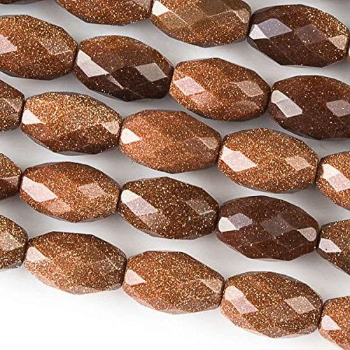 Cherry Blossom Beads Goldstone Beads 8x12mm Faceted Rice - 8 Inch Strand
