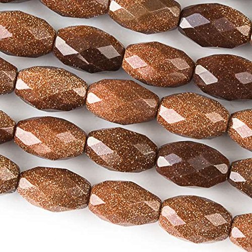 Cherry Blossom Beads Goldstone Beads 8x12mm Faceted Rice - 8 Inch Strand