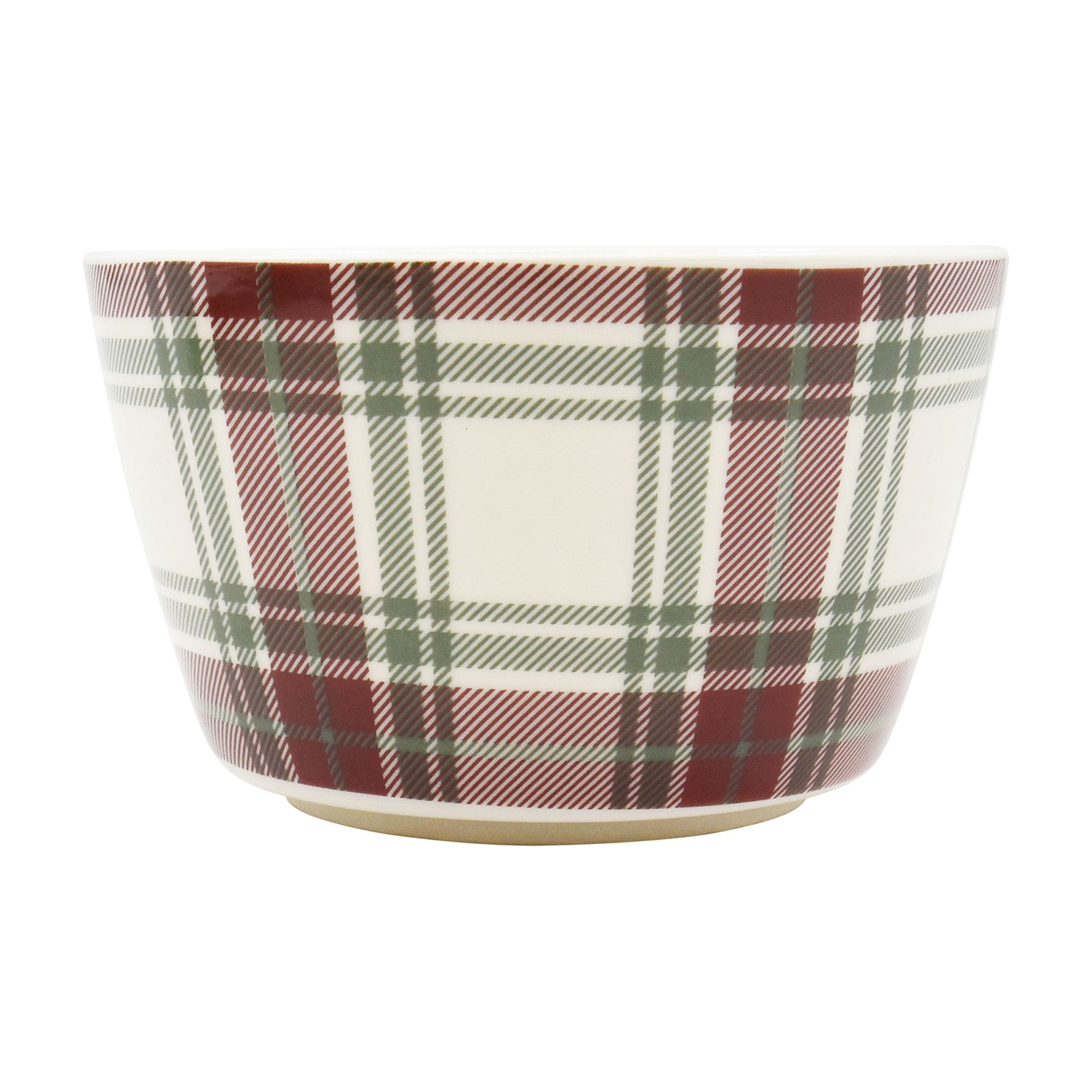 Holiday Time Cranberry Spice Collection Red Green Plaid & Berries Festive Bowl Set, 10.5 fl oz, Stoneware, 2-pack