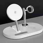 Wireless Charging Station for Multiple Devices 15 W Vertical Folding Magnetic Wireless Charger and Mobile Phone Holder 3-In-1, Phone/Headset Charger with Watch Charging Stand