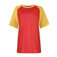 thumbnail image 3 of T-Shirts Raglan d'Été pour Femmes à Blocs de Couleur, Grande Taille, T-Shirts de Baseball Décontractés à Manches Courtes, Coupe Ample, Chandail à Enfiler, Rouge Melon D\'eau, S, 3 of 5