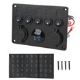 thumbnail image 2 of Panneau de Commutateur 5 Gang Étanche 12-24V LED avec Voltmètre Numérique Rétroéclairé, 2 of 7