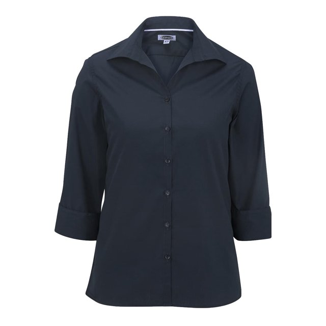WOMEN'S OPEN NECK POPLIN 3/4 SLEEVE BLOUSE