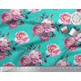 thumbnail image 3 of Soimoi Green Japan Crepe Satin Fabric Peony And Ranunculus Floral Decor Fabric Printed Yard 42 Inch Wide, 3 of 3