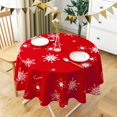thumbnail image 2 of Christmas Decorations Table Cloth Round 60 Inch Red White Tablecloth - Snowflake Printed Waterproof Tablecloth Decorative for Holiday Party Dinner, 2 of 6