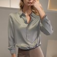 thumbnail image 4 of GigrtiJin Chemises Boutonnées pour Femmes Automne Manches Longues Col Rabattu Couleur Unie Mode Décontractée Confortable Hauts Amples, 4 of 5