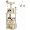 thumbnail image 1 of Large Cat Tree cm Cat Tower for Large Cats Cat Condo with Sisal-Cove Scratching Posts and Pads Padded Perch Dual Condo and Basket for Indoor Cats-Grey Small, 1 of 7