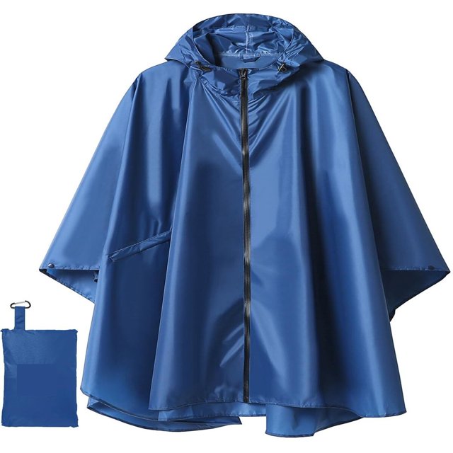 LEEYNEER Poncho de Pluie Imperméable à Capuche pour Adultes Femmes avec Poches