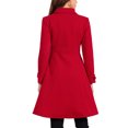 thumbnail image 3 of INSPIRE CHIC Women's Vintage Solid A Line Double Breasted Collared Winter Overcoat S Red, 3 of 6