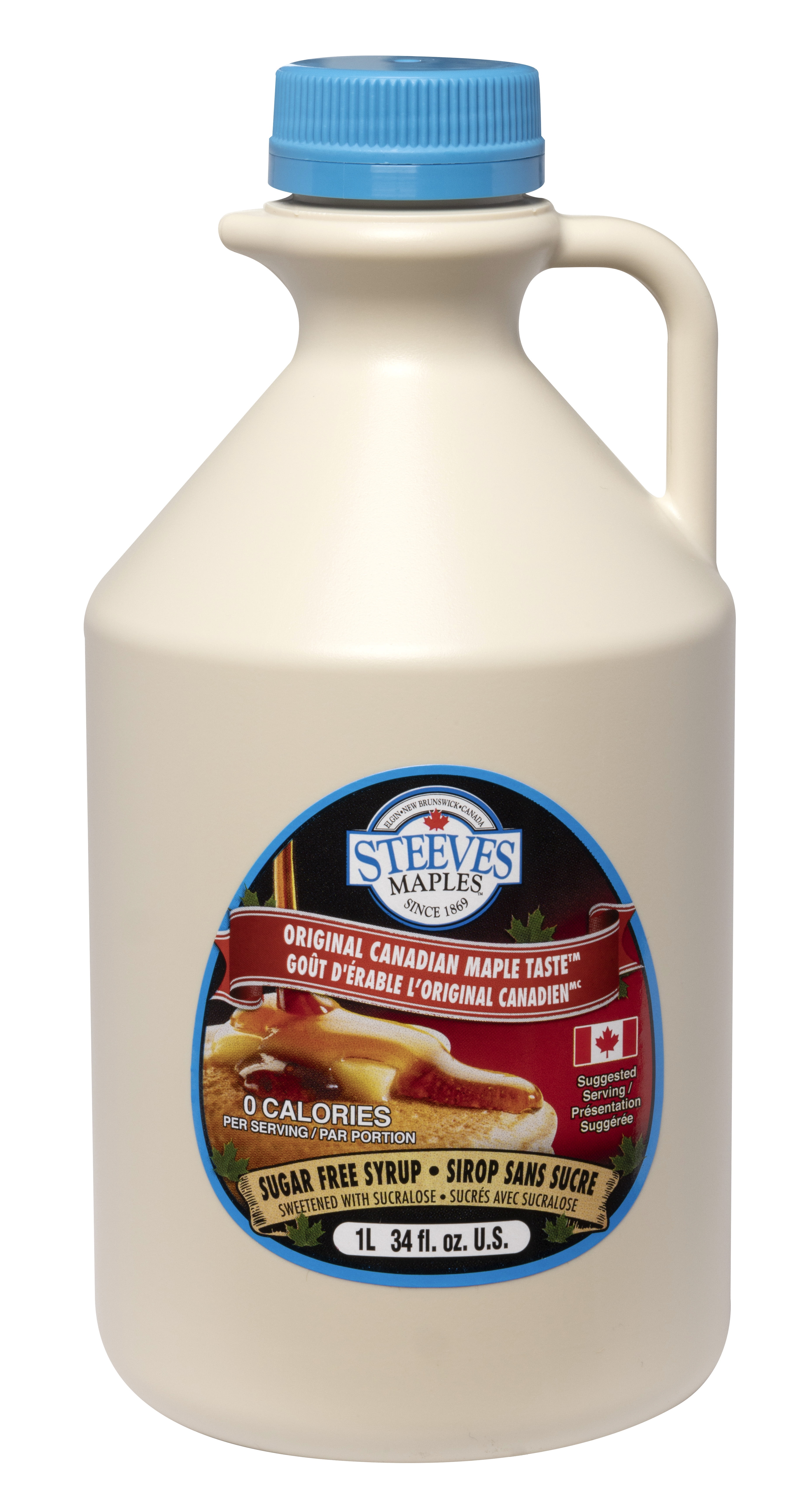 Steeves Maples - 1L Sugar Free Maple Taste Syrup - 0 Calories Per Serving