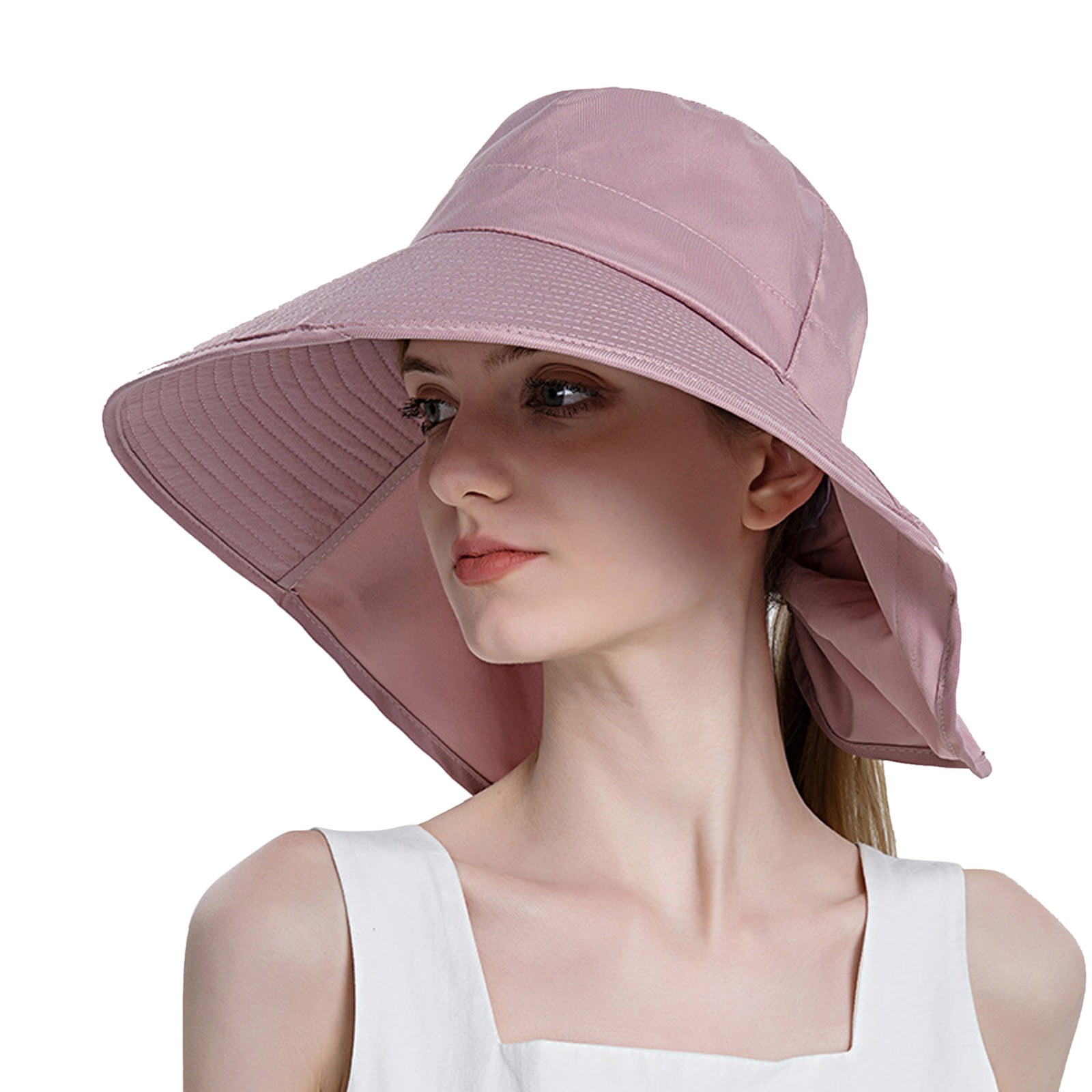 Women Sun Hat Wide Brim Protection Beach Hat How Irregular Wear Ponytail Summer Hats