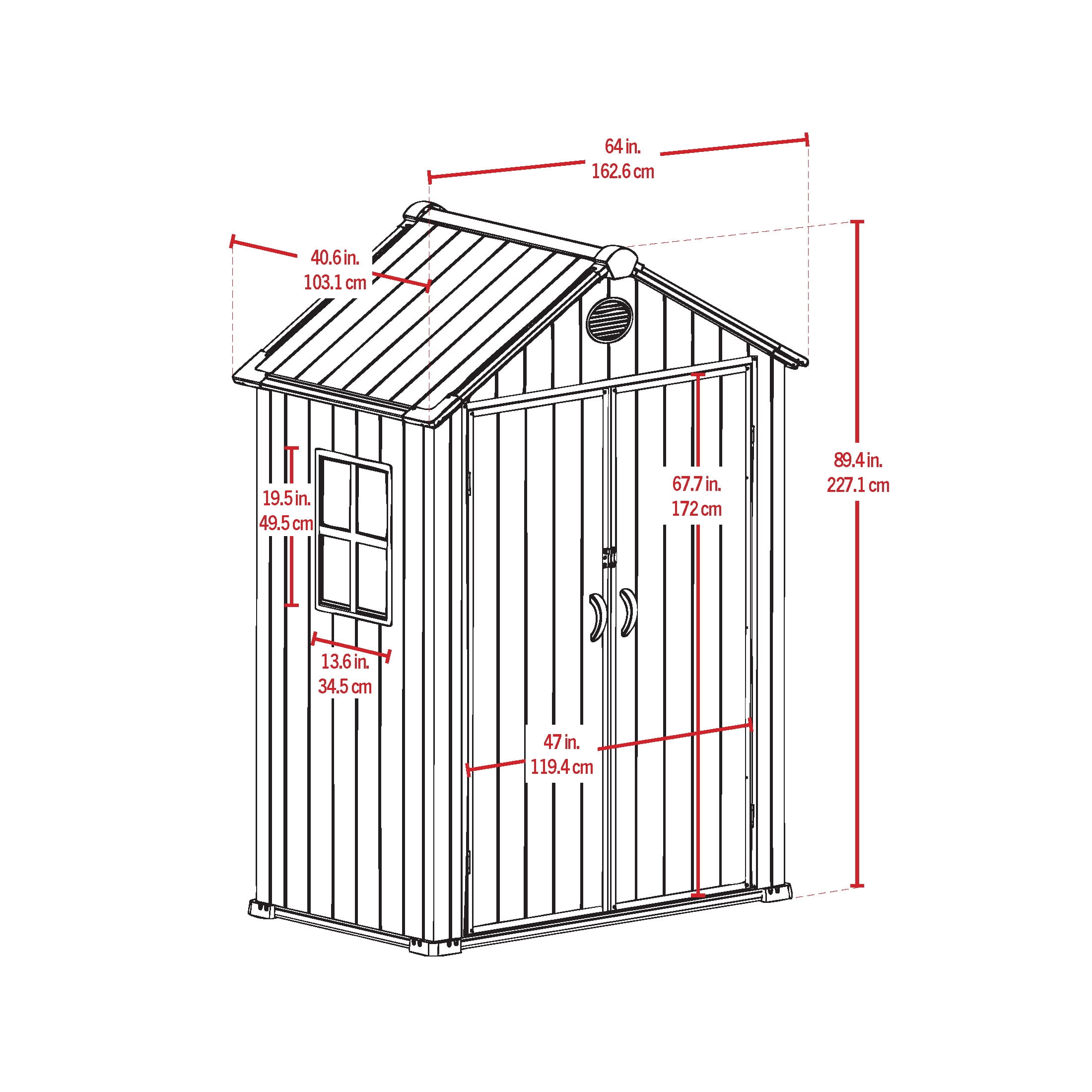 SpaceMaker 5 x 3 x 7 ft Brown Ash Resin Outdoor Storage Shed