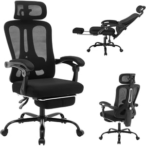PIONEERWORKS chaise de bureau ergonomique, support lombaire, hauteur réglable avec accoudoirs pour adultes