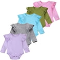 thumbnail image 2 of Barboteuse Basique à Volants à Manches Longues en Coton pour Bébé Fille, Haut Justaucorps Vêtements, 2 of 5