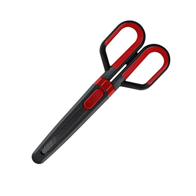 WHEANG Matrices de Coupe 2 en 1 Ciseaux et Ensemble Utilitaire Boîte de Coupe Rétractable Utilitaire en Acier Inoxydable avec Ciseaux Portatifs pour l'École et la Maison Taille Unique Rouge