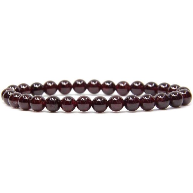 Bracelet Extensible Unisexe en Perles Rondes de 6 mm en Grenat Rouge Naturel de Qualité A 7 Pouces
