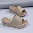 thumbnail image 4 of LSLJS Femmes Dames Mode Bout Rond Cristal Compensé à Enfiler Pantoufles de Plage Chaussures, Pantoufles pour Femmes, 4 of 9