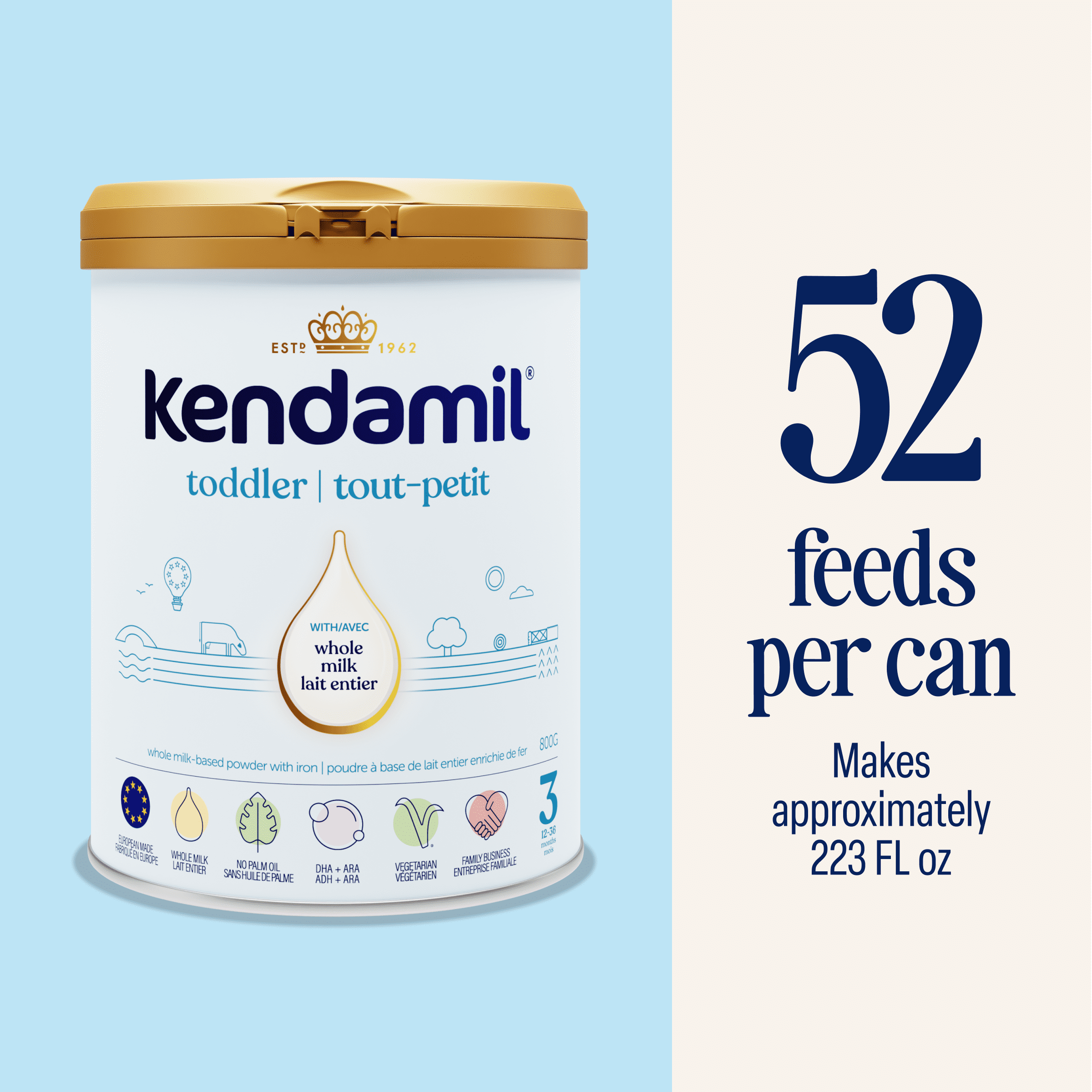 Préparation en poudre pour tout-petits Kendamil Classique, 800g (12 à 36 mois)