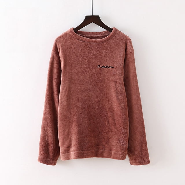 IMENGL Pyjamas en Velours Mignons pour Hommes et Femmes Couleur Unie Chemise de service, Rouge Taille Unique, Taille Unique