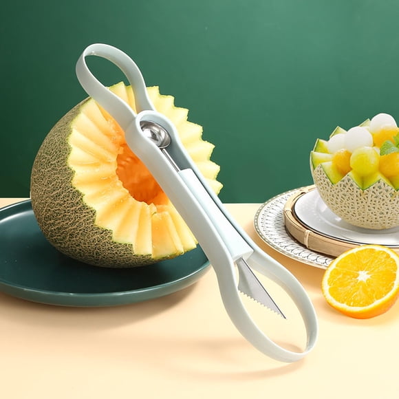 Uscallm Three-in-One Multifunctional Fruit Baller, Carved Flower Baller Tool, Stainless Steel Melon Ball Scoop for Kitchen, Fruit Salad, Cocktail Garnish, Professional Culinary Device