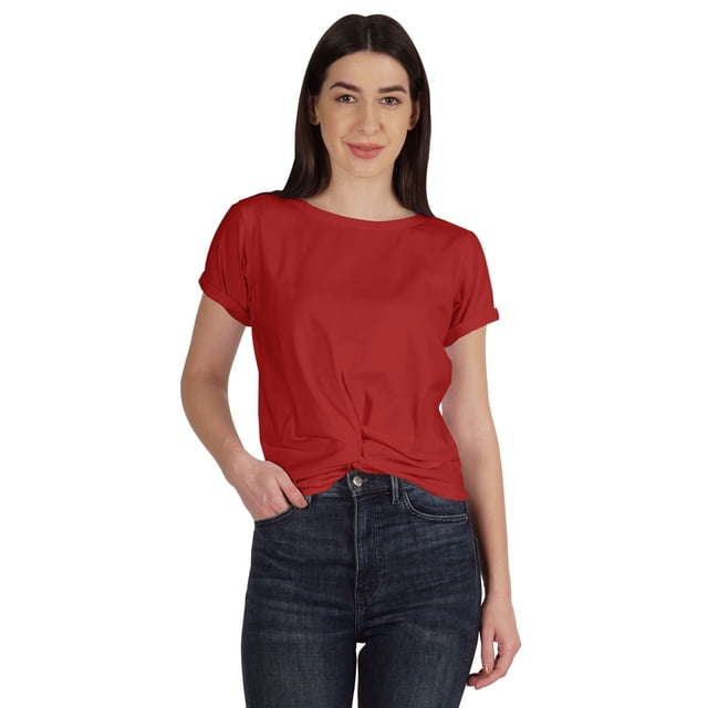 Inkmeso T-shirt Court d'Été à Nœud Torsadé à l'Avant pour Femmes à Manches Courtes