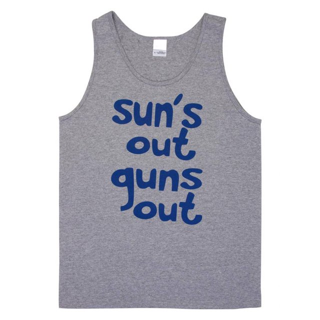 Sun's Out Guns Out Beach Tank Top - Grey - Medium